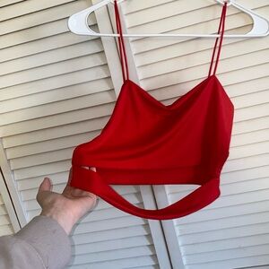 Shein red tank top slit open front